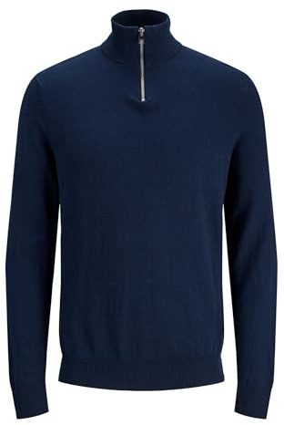 JACK & JONES Male Strickjacke mit Viertelreißverschluss Einfarbig Strickjacke mit Viertelreißverschluss