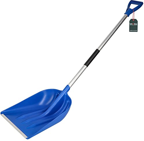 KOTARBAU® Pala da Neve 36 cm con Manico in Alluminio Pala in Plastica Rinforzata con Raccordi in Metallo con Manico Ergonomico Pala per Cereali Blu 136 cm