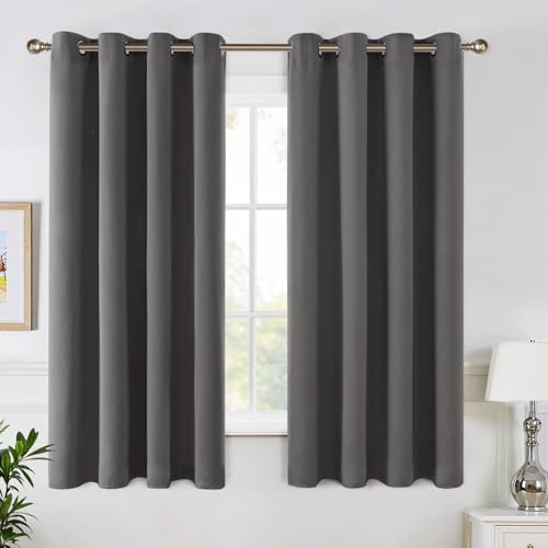 MIULEE Verdunklungsvorhänge Thermo Blickdicht Ösen 2er Set 140x160cm Grau | Blickdichter Thermostoff für Wohnzimmer und Schlafzimmer, hilft Licht, Hitze und Kälte zu reduzieren.