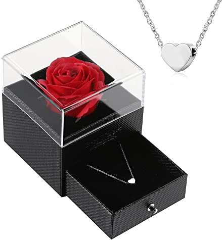 AFSTALR Rose Eternelle Coffret Idée Cadeau de Femme pour Noel, Mariage Cadeau Pour Couple Idée de Cadeau Femme Maman Amie Femme Bijoux pour Anniversaire (Rose rouge)