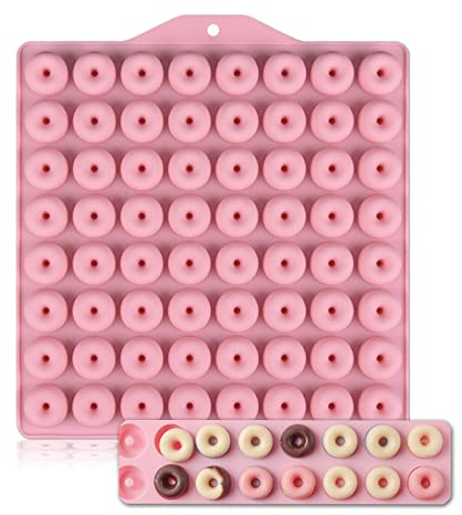WishesMar Silicone Mould for Chocolate Candy Forming Mold Extra Small Mini Round Donuts Shape - Non-Stick Reusable DIY Molds for Kitchen Creation Fun