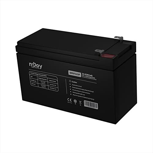 NJOY Batteria Ermetica al Piombo VRLA Ricaricabile 12 V Capacità 7 Ah - per UPS, Sistemi di Videosorveglianza e Allarme - Attacco Faston 6.3 mm - Dimensioni 15.1 x 6,5 x 9,4 cm - Garanzia 2 Anni