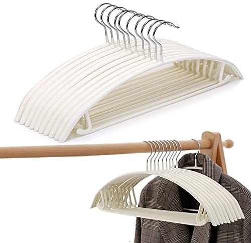 PJJXMY Contour Kleiderbügel aus Metall, keine Beulen, für Anzüge, Mäntel und Pullover, 20 Stück, Weiß