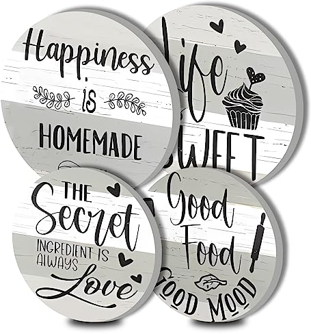 Walarky Farmhouse Rustic White Round Metal Hob Covers Set of 4 Stove Cooker Hob Covers for Cookers Gas Stove Protector Cookware Accessories Modern Cooktop Decor