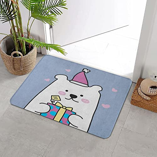 ERICAT Badteppich, rutschfest, hygroskopizität, weißer Polar Bär Box, Cartoon, Pastellton, Weihnachtsmotiv, Teppich für Wohnzimmer und Haus, modern, waschbar, 40 x 60 cm