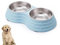 Wolike Pet Bowl Basic Dog Bowls Pet Bowl Anti Overturning and Anti Slip Double Bowl Dog Bowl Dog Plate Cat Bowl Stainless Steel Water Bowl Bottom with Anti slip Pad (Blue-Small)