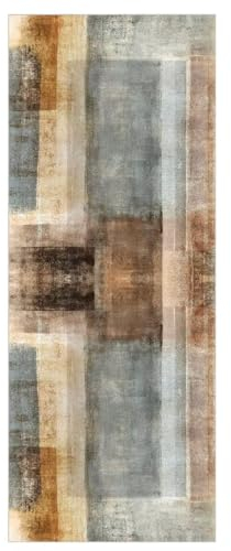ZUZEKU Abstrakte Läufer Flur Küche Waschbar rutschfest 50X300cm Vintage Blau und Braun Lang Küchenteppich Flurteppich Teppich Fur Korridor Wohnzimmer Schlafzimmer Meterware Anpassbar