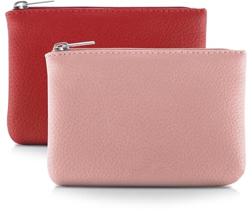Giantree Petit portefeuille pour femme, joli portefeuille à fermeture éclair en polyuréthane avec poche pour pièces de monnaie, portefeuille portable pour fille et femme, clé d'identité, 2 pièces,