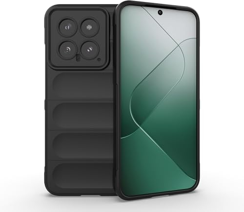 ESTH® Liquid Silicone Hülle für Xiaomi 14 mit Antibakteriellem Schutz und Kratzfestes weichem Mikrofaserfutter, Rundumschutz Stoßfeste Handyhülle Case, Schwarz