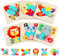 HOTUT Wooden Jigsaw Puzzles for Toddlers, 6 Pcs 3D Animal Puzzle Toy Babies Games, Animal Puzzle Jigsaw Set Early Learning Baby Kids Educational Toys Gifts for Learning Animals