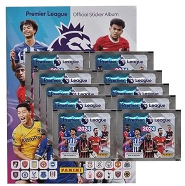 Panini Premier League Sammelsticker Serie 2023/24-1x Sammelalbum + 10x Sammeltüten