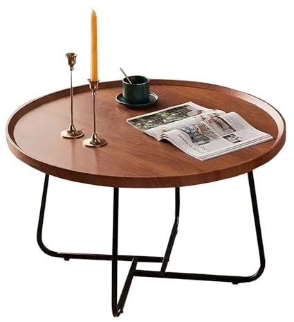 GJ Nordischer Wohnzimmer-Sofa-Beistelltisch/Familien-Esstisch, japanischer niedriger Tisch/Studientisch, Cocktailtisch, kreativer runder Couchtisch (Color : B, Size : 70X70X46Cm)