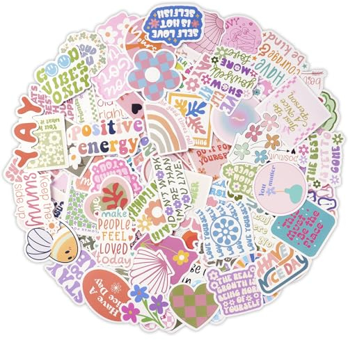 Vicloon 100PCS Pink Motivational Stickers, Waterproof Motivational Stickers for Adults Children, Vinyl Waterproof Stickers for Computer Phone Hard Hat Car Stickers and Decals Inspirational Stickers