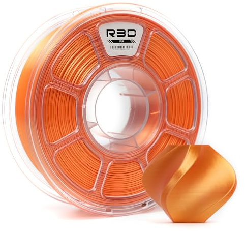 R3D PLA 3D-Filament 1,75 mm, 0–370 mm/s Hochgeschwindigkeitsdruck, Maßgenauigkeit +/- 0,02 mm, 1 kg (2,2 lbs), transparente Kunststoffspule, 3D-Druck-Filament (Seidenorange)