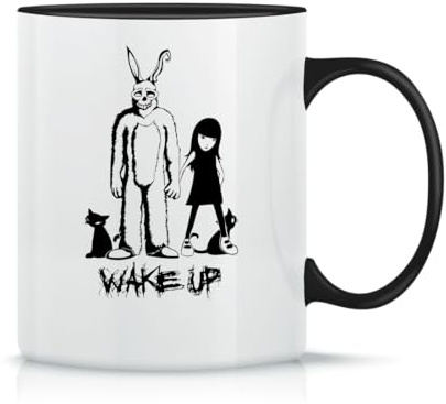 Moonai Donnie Darko Frank The Rabbit Mask Wake Up Klassische Keramik Kaffeetasse Weiß Schwarz Rosa Magisch 330ml