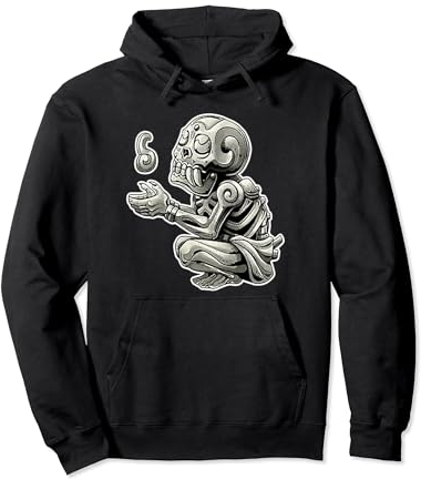 Mictlantecuhtli Aztekengott des Todes Maya Blackwork Pullover Hoodie