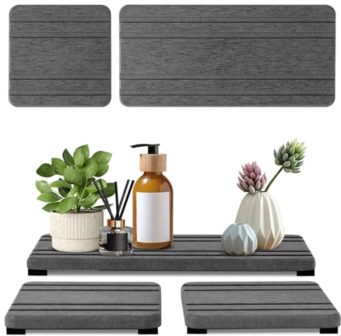 3 x wasserabsorbierende Steintablett, zum Trocknen, saubere Kieselstein-Spüle, sofort trocknende Untersetzer, Küchenschwamm, Handseifenhalter, Arbeitsplatte, schnell trocknende Thekenablagen, 20,3 x
