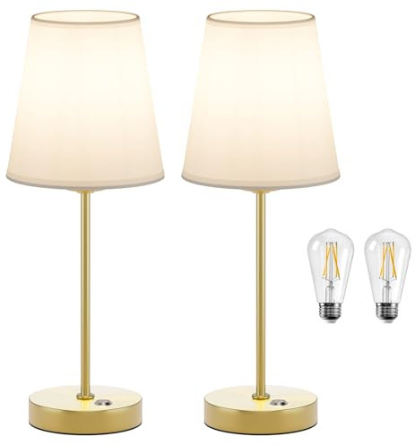 irotine 2 Stück 6000mAh Akku-Tischleuchte,LED Gold Kabellose Tischlampe mit 6W Glühbirne,3000K Dimmbares warmes Licht,Nachttischlampen für Innen