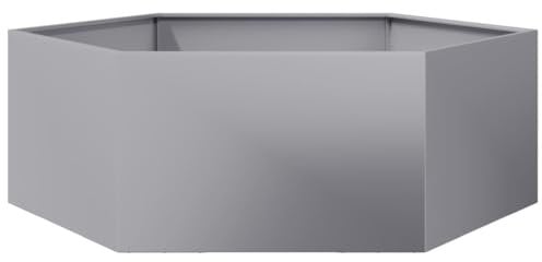 vidaXL Fioriera da Giardino Esagono 138x120x45 cm in Acciaio Zincato, fioriera, fioriera da Patio, Contenitore per Piante, fioriera da Esterno