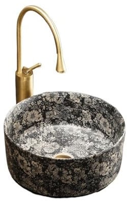 XOVP-023 Bathroom Vessel Sink Bowl Basin Countertop Basin Home Outdoor Vintage Bathroom Sink Ceramic Bathroom Bathroom Washbasin Balcony Washstand with Accessories Lavatory Above Counter Vanity Sink