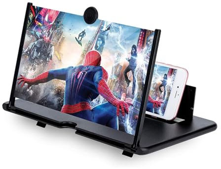 JUYUANDE Amplificador de Pantalla para movil 16 Pulgadas, 3D HD Lupa de Pantalla Plegable para Smartphone para Ver vídeos de películas (Negro)