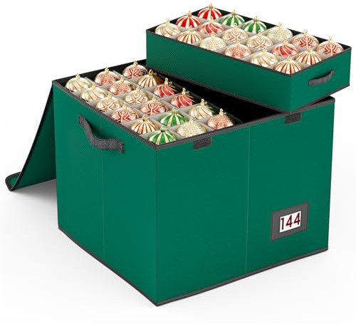 Mutool Scatola portaoggetti per palline di Natale con divisori, 144 scomparti, contenitore per ornamenti natalizi con 8 vassoi, grande contenitore natalizio con coperchio ribaltabile, perfetto per