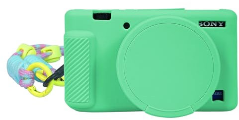 Case for Sony ZV-1 Vlog Camera, Camera case with Strap, Soft Silicone Cover Skin with Removable Lens Cover, Anti-Scratch Slim Fit Protector Sleeve - Green