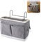 Bedside Caddy, Bedside Hanging Storage Canvas Hanging Storage Baskets with Hooks Canvas Bed Pocket Bunk Bed Storages Bag for Dormitory Bedroom Office (Grey)