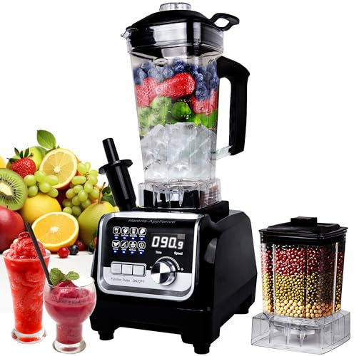 2000W Blender Smoothie Maker, 2L Commercial Smoothie Blender with 600ML Grinding Cup,Powerful Ice Crushing Bender, 90S Timer, 8 Preset Programs, Stainless Steel Smoothie Serrated Blade, BPA-Free