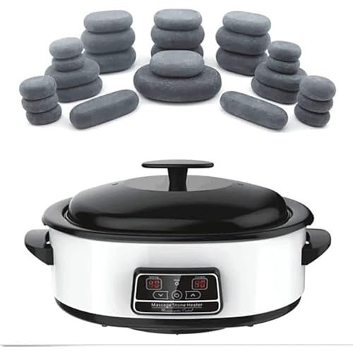 MVXBICIA Hot Stone Massage Kit with Digital Stone Heater - Natural Basalt Massage Stone, 27 Pieces for Home Spa Relaxation and Pain Relief