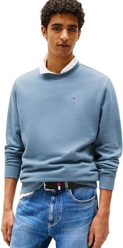 Tommy Jeans Herren Sweatshirt Regular Fit Flag Fleece Rundhalsausschnitt, Blau (Blue Moment), M