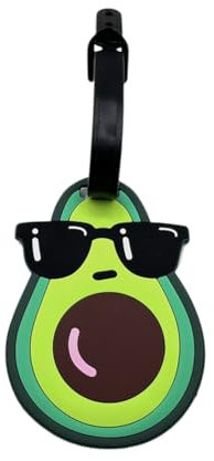 GreatRise 2 Stück Silikon Kofferanhänger Cartoon Gepäckanhänger Kinder Kofferanhänger mit Namensschild Adressschild Weiches Gepäck-ID-Tags Gummi-Reisezubehör für Reisetasche Koffer Rucksack Avocado