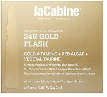 laCabine Ampollas 24K Gold Flash 10x2ml | Efecto Golden Glow Instantáneo | Ilumina, Reafirma e Hidrata | Con Vitamina C y Partículas de Oro