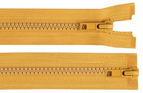 1 Reißverschluss 2-Wege 5mm 85 cm teilbar Autolock Doppelzipper Farbwahl, Farbe:goldgelb