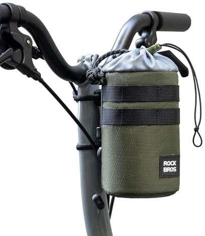 ROCKBROS Bikepacking & Feedbag Snack-Pack Food-Pouch 1.2 L, Fahrrad-Lenkertasche mit Thermofach für Trinkflasche, Montierbar am Front Tube oder Sattelstütze, mit Schultergurt für Scooter & Roller