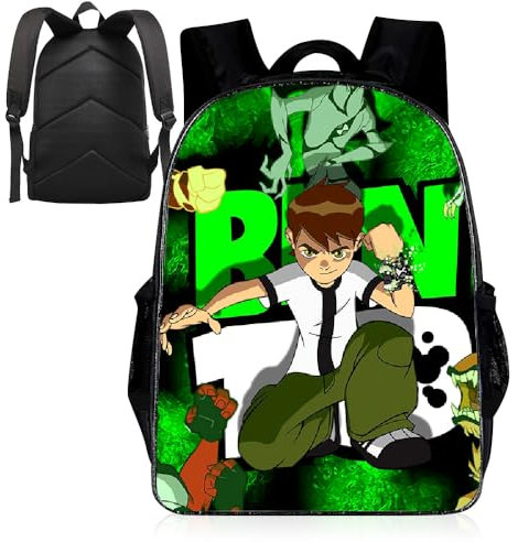 Ben 10 Rucksack Cartoons Schwarz Hohe Kapazität Backpack Boys Girls Teenagers Kinder Schultasche Bookbag Laptop Für Jungen Mädchen Für Sport, Reisen, Schule Und Arbeit Business Reisen(A)