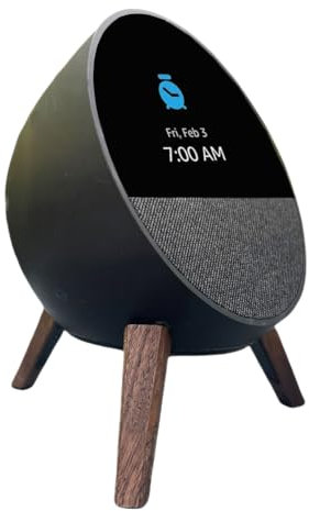 Wooden Stand with Slicone Pad Feets for Echo Spot, Wood Tripod Stand with Ellipse Metal Frame for Alexa Echo Spot,Desk Holder Mount Stand for Echo Spot (2024 Release)