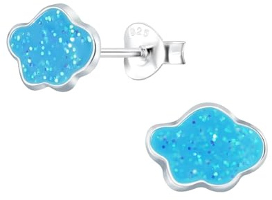 Monkimau Mädchen Ohrringe Wolke | Ohrstecker aus 925 Sterling Silber | Kinderohrringe hypoallergen