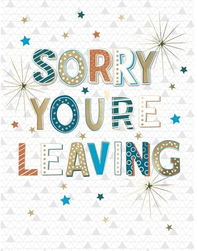 SECOND NATURE Large Embellished A4 Sorry You're Leaving Greeting Card Best Of Luck - All For One Heartfelt, Artistic Design, Eco-Friendly, Vibrant, Emotional Keepsake