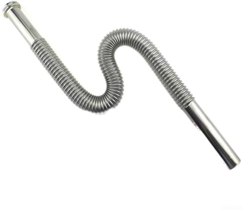 Tubo di scarico flessibile in acciaio inox ondulato con curva a S per lavabi, progettato per resistenza alla ruggine e prevenzione efficiente dei gas fognari (90 cm)