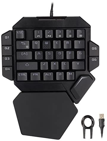 SustVita Mini Gaming Keyboard with RGB Backlit, 35 Non-Conflict Keys, Ergonomic Design and 6 Programmable Keys for Systems, Single Hand Keyboard for PC