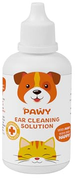 PAWY Dog Ear Cleaner & Cat Ear Cleaner Solution, Gentle Wash, 100ml | Removes Wax & Debris, Routine Hygiene | Dogs, Cats, Puppies & Kittens from 8 Weeks | Drop-Tip Bottle, Gentle Regular Use