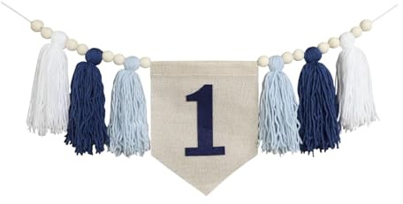 1st Birthday Banner for High Chair - Hochtaster Photo Prop Garland - 1 Jahr Geburtstag Banner Dekoration- Blau