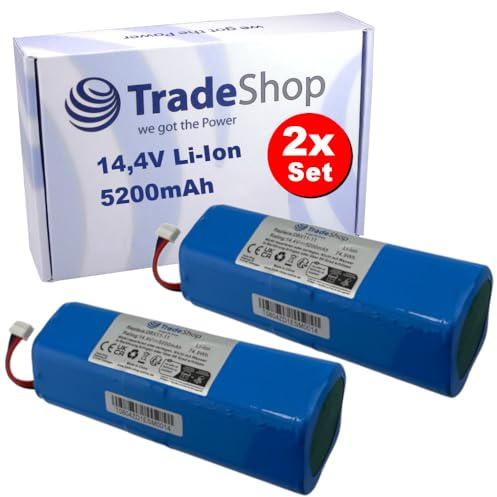 2X Trade-Shop Li-Ion Akku 14,4V / 5200mAh kompatibel mit Ecovacs Deebot Ozmo 950 DX9G, T5, T8, T9, T10, DBX11-11, DBX11-11/21, DLX11-21/61, DLX11-54