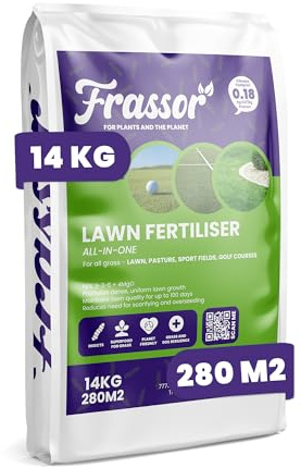 Gazon-Dünger 14 KG | Alles-in-1 NPK 9-3-6 + 4MgO Granulat | Für gesunden, grünen Rasen, schnelles Wachstum und starke Wurzeln – Frassor