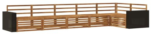 vidaXL Outdoor-Sofagarnitur 6 pcs Natur 402 x 172,5 x 73 cm, Patio-Sofa, langlebige Gartensitzmöbel, modernes Lounge-Set für Komfort im Freien