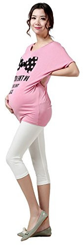 Petitebelle Legging court pour femme enceinte couleur unie, beige, taille unique