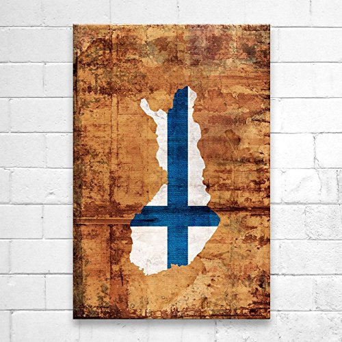 Kunstbruder Finland Map (div. Grössen) - Kunst Druck auf Leinwand 100x150cm