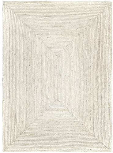 HAMID - Jute Teppich Elfenbein, Alhambra Teppich Handgefertigt Jute 100% Naturfaser de Jute, Wohnzimmer, Esszimmer, Schlafzimmer, Flurvorleger, Farbe Elfenbein, (250x350cm)