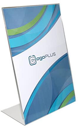 ogoPLUS 5 Stück L- Ständer DIN A4 Hochformat / Acryl Tischaufsteller, Flyer Ständer, Menükartenhalter, Infoschild, Werbeträger, Acrylglas Preisschild, Aufsteller Werbung